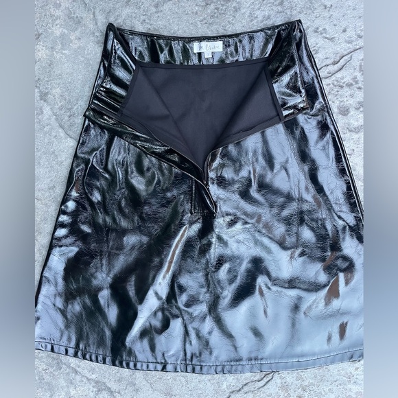 High Waisted Black Vinyl Midi Skirt black small - Picture 5 of 11